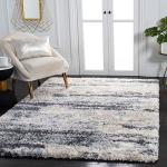 SAFAVIEH Area Rug 8x10 - Fontana Shag Collection - Large - Grey & Ivory, Modern Design, Non-Shedding & Easy Cleaning, Ultra Plush Thick Pile, Ideal for Living Room, Bedroom, Dining Space (FNT853G)