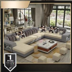 U-Shape Sectional Couch Fabric Upholstered Sofa Couches Sectional Couches for Living Room 7 Seater Modern Sectional Sofa