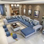 U-Shape Sectional Couch Fabric Upholstered Sofa Couches Sectional Couches for Living Room 7 Seater Modern Sectional Sofa