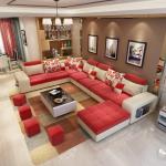 U-Shape Sectional Couch Fabric Upholstered Sofa Couches Sectional Couches for Living Room 7 Seater Modern Sectional Sofa