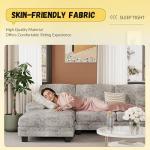 JUMMICO Sectional Couches for Living Room, U Shaped Couch with Chenille Fabric, 4 Seat Modern Sofa with Removable Pillows for Apartment and Small Space (Fabric, Grey)