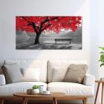 Tarfupth Black and White Red Large Tree of Life Wall Art for Living Room Mountain Artwork Landscape Lake Pictures for Bedroom Office Home Decor Modern Canvas Prints 20"x40"