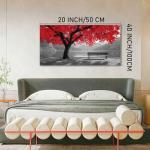 Tarfupth Black and White Red Large Tree of Life Wall Art for Living Room Mountain Artwork Landscape Lake Pictures for Bedroom Office Home Decor Modern Canvas Prints 20"x40"