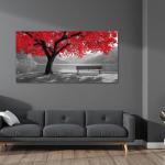 Tarfupth Black and White Red Large Tree of Life Wall Art for Living Room Mountain Artwork Landscape Lake Pictures for Bedroom Office Home Decor Modern Canvas Prints 20"x40"