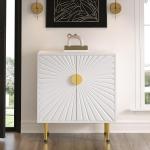 White Accent Storage Cabinet with Gold Handle Legs, Buffet Cabinet with Storage, Sideboard, Perfect Credenza