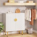 White Accent Storage Cabinet with Gold Handle Legs, Buffet Cabinet with Storage, Sideboard, Perfect Credenza