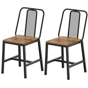 YATINEY Dining Chairs Set of 4, Wooden Kitchen Chairs, Farmhouse Dining Chairs with Back Support, for Living Room, Kitchen, Rustic Brown and Black CY01L4BRN1
