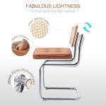 Zesthouse Natural Rattan Dining Chairs Set of 2, Modern Dining Room Chairs with Solid Wood Back for Kitchen Living Room, Mid Century Breuer Design Inspired, Upholstered Faux Leather Brown