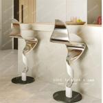 AALight Luxury Special-shaped Bar Chair S-shaped Art Twist Iron Art Bar Chair High Stool Stainless Steel Chair