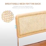 Zesthouse Natural Rattan Dining Chairs Set of 2, Modern Dining Room Chairs with Solid Wood Back for Kitchen Living Room, Mid Century Breuer Design Inspired, Upholstered Faux Leather Brown