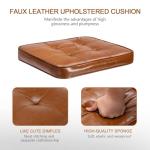 Zesthouse Natural Rattan Dining Chairs Set of 2, Modern Dining Room Chairs with Solid Wood Back for Kitchen Living Room, Mid Century Breuer Design Inspired, Upholstered Faux Leather Brown