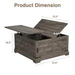 FiveWillowise Coffee Table with Storage, 31.5" W Farmhouse Lift Top Wood Square Center Table with Charging Station, Rustic Cocktail Tables with Flip Top Lids for Living Room, Home Office, Grey
