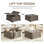 FiveWillowise Coffee Table with Storage, 31.5" W Farmhouse Lift Top Wood Square Center Table with Charging Station, Rustic Cocktail Tables with Flip Top Lids for Living Room, Home Office, Grey