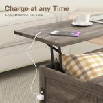FiveWillowise Coffee Table with Storage, 31.5" W Farmhouse Lift Top Wood Square Center Table with Charging Station, Rustic Cocktail Tables with Flip Top Lids for Living Room, Home Office, Grey