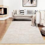 RUGSREAL 8x10 Washable Rug for Living Room Non-Slip Modern Abstract Area Rug Stain Resistant Large Bedroom Rug Contemporary Accent Throw Floor Carpet Solid Rug for Dining Room Home Decor, Beige