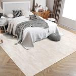 RUGSREAL 8x10 Washable Rug for Living Room Non-Slip Modern Abstract Area Rug Stain Resistant Large Bedroom Rug Contemporary Accent Throw Floor Carpet Solid Rug for Dining Room Home Decor, Beige