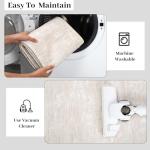 RUGSREAL 8x10 Washable Rug for Living Room Non-Slip Modern Abstract Area Rug Stain Resistant Large Bedroom Rug Contemporary Accent Throw Floor Carpet Solid Rug for Dining Room Home Decor, Beige