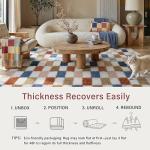 PureCozy Checkered Rug 8x10 for Living Room, Modern Rainbow Shag Rug Washable Non-Slip Large Area Rug Super Soft Indoor Fuzzy Carpet Fluffy Rugs for Bedroom Home Aesthetic Decor