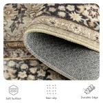 Yarooge 8x10 Area Rugs for Living Room - Washable Vintage Retro Large Rug, Soft Ultra Thin Non Slip Low Pile Traditional Distressed Boho Carpet for Bedroom Dining Room Home Office, Olive Charcoal