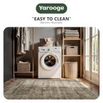 Yarooge 8x10 Area Rugs for Living Room - Washable Vintage Retro Large Rug, Soft Ultra Thin Non Slip Low Pile Traditional Distressed Boho Carpet for Bedroom Dining Room Home Office, Olive Charcoal