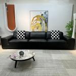 Design Black Nordic Sofa Recliner Leather Double Wooden Room Sofa Italian Minimalist Divani Soggiorno Nuovi Arrivati Furniture