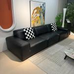 Design Black Nordic Sofa Recliner Leather Double Wooden Room Sofa Italian Minimalist Divani Soggiorno Nuovi Arrivati Furniture