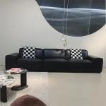 Design Black Nordic Sofa Recliner Leather Double Wooden Room Sofa Italian Minimalist Divani Soggiorno Nuovi Arrivati Furniture