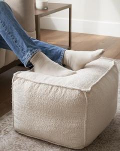 ZICOTO Beautiful Boucle Pouf Ottoman and Foot Rest - Elevate Your Living Room Decor with Lightweight Comfort and Charm - A Round Modern Foam Filled Foot Stool Perfect to Rest Your Feet