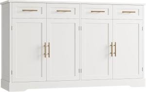 60" Large Buffet Sideboard with Storage, 36" Tall Kitchen Buffet Storage Cabinet with 4 Drawers, Modern Coffee Bar Cabinet