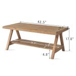 Farmhouse Coffee Table,Solid Wood Center Tables with Storage Shelves & Sturdy A-Shaped Legs, Modern Rustic 2-Tier Rectangular Table for Living Room and Office, Natural
