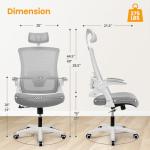 NEO Chair Ergonomic Office Desk Chair High Back Computer Gaming Mesh Chair with Comfy Task Adjustable Arms Lumbar Support Headrest Swivel for Home Office (Grey)