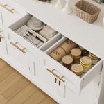 60" Large Buffet Sideboard with Storage, 36" Tall Kitchen Buffet Storage Cabinet with 4 Drawers, Modern Coffee Bar Cabinet