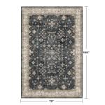 Boho Dining Room Rugs for Under Table - 6x9 Washable Black Area Rug For Living Room, Low Pile Non-Slip Rugs for Bedroom, Office - Charming Farmhouse Decor & Stain Resistance (6x9 Black/Multi)