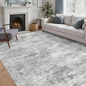Cochyean 8x10 Area Rugs - Washable Rug for Living Room, Ultra-Thin Abstract Rug, Indoor Non-Slip Rug for Bedroom, Stain Resistant Large Area Rug, Super Soft Low Pile Rugs