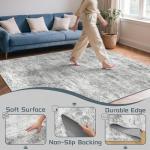 Cochyean 8x10 Area Rugs - Washable Rug for Living Room, Ultra-Thin Abstract Rug, Indoor Non-Slip Rug for Bedroom, Stain Resistant Large Area Rug, Super Soft Low Pile Rugs