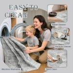 Cochyean 8x10 Area Rugs - Washable Rug for Living Room, Ultra-Thin Abstract Rug, Indoor Non-Slip Rug for Bedroom, Stain Resistant Large Area Rug, Super Soft Low Pile Rugs