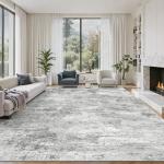 Cochyean 8x10 Area Rugs - Washable Rug for Living Room, Ultra-Thin Abstract Rug, Indoor Non-Slip Rug for Bedroom, Stain Resistant Large Area Rug, Super Soft Low Pile Rugs