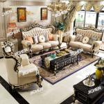 European leather sofa luxury villa living room ebony first layer cowhide solid wood furniture