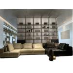 Minimal light luxury full leather sofa large flat living room combination simple furniture soft sofa