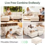 109'' Modular Sectional Sofa, L Shaped Couch with Storage Ottoman, Comfy Cloud Sofa with Deep Seat, 4 Seat Convertible Sectional Couches for Living Room (Beige, Low Legs 1.97")