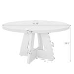Tribesigns 47 inch Round Dining Table Wood Kitchen Table for Dining Room, 47" Dinner Room Tables for 4-6, Farmhouse Accent Furniture with Wooden Tabletop and Cross Base, White