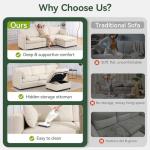 109'' Modular Sectional Sofa, L Shaped Couch with Storage Ottoman, Comfy Cloud Sofa with Deep Seat, 4 Seat Convertible Sectional Couches for Living Room (Beige, Low Legs 1.97")