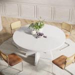 Tribesigns 47 inch Round Dining Table Wood Kitchen Table for Dining Room, 47" Dinner Room Tables for 4-6, Farmhouse Accent Furniture with Wooden Tabletop and Cross Base, White