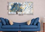 Kepgonegu Large Canvas Wall Art Blue Tree Golden Butterflies Picture Abstract Grey Graffiti Canvas Prints Ready to Hang for Living Room Bedroom Size 20x40