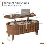 LYNCOHOME Fluted Lift Top Coffee Table with Storage,Modern Oval Coffee Table for Living Room or Home Office（Walnut）
