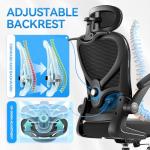 Freepub Ergonomic Office Chair with Headrest 3D, Mesh Office Desk Chair with Adjustable Lumbar Support, Computer Chair with Flip up Armrests, 350LBS Capacity - Design for Home/Offices - Black
