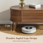 LYNCOHOME Fluted Lift Top Coffee Table with Storage,Modern Oval Coffee Table for Living Room or Home Office（Walnut）