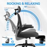 Freepub Ergonomic Office Chair with Headrest 3D, Mesh Office Desk Chair with Adjustable Lumbar Support, Computer Chair with Flip up Armrests, 350LBS Capacity - Design for Home/Offices - Black