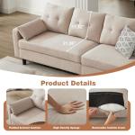 Enobala Sectional Sofa with Storage Seats, 4 Seater U Shaped Couch with 2 Movable Ottoman Chaises for Living Room, Polyester Cover & Soft Cushions, 101" Combination Sectional Couch, Beige
