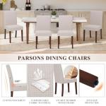 Upholstered Parsons Dining Chairs Set of 2, Modern Dining Room Chairs with Back, Fabric Kitchen Side Chairs with Wood Legs for Dinner Farmhouse Restaurant, Beige
